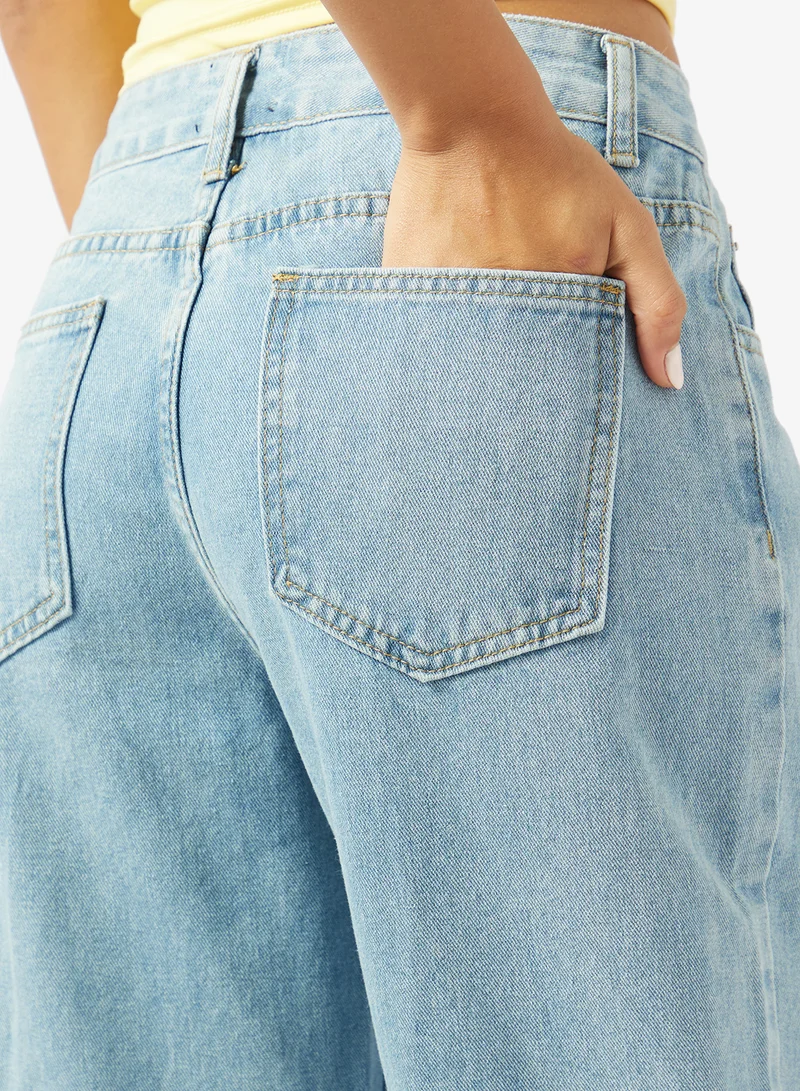 Ginger  Mid Rise Floral Embroidered Straight Fit Jeans for Women | Best Price UAE